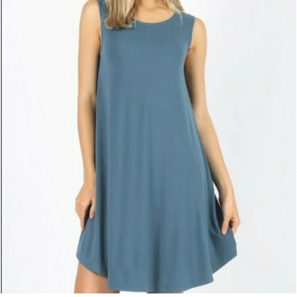 Zenana Premium Sleeveless Blue Dress Size Small